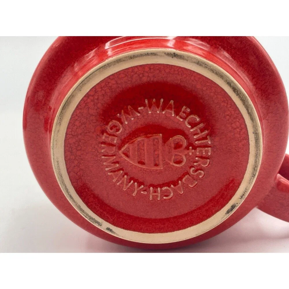 Vintage Red Heart Waechtersbach 4 Tea Cups & 3 Saucers Stackable Retired MINT